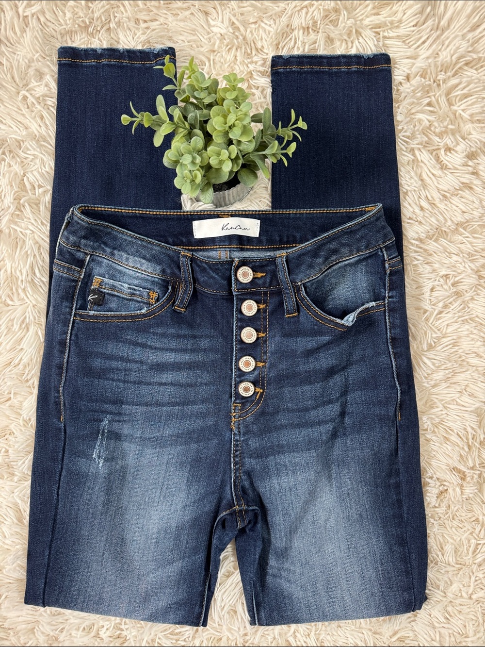KanCan High-Rise Button-Fly Skinny Jeans 💗 Dark Blue - Picture 4 of 13